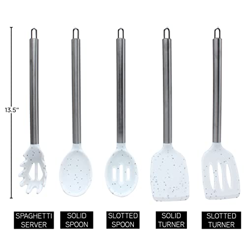 Silicone Cooking Utensils (Speckled White / 5 Pieces)
