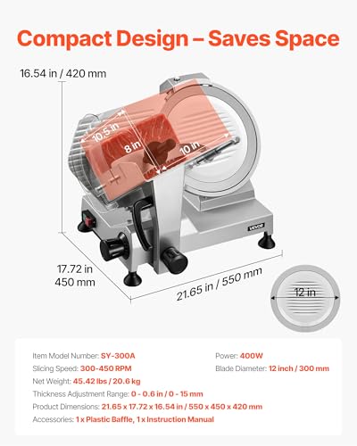 Commercial Meat Slicer 12" Electric Food Frozen Deli Slicers 400W (12 inch)