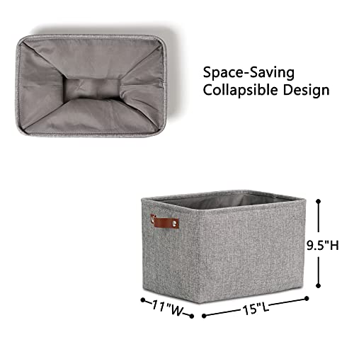 Medium Storage Baskets for Organizing (Grey / L-15"x11"x9.5")