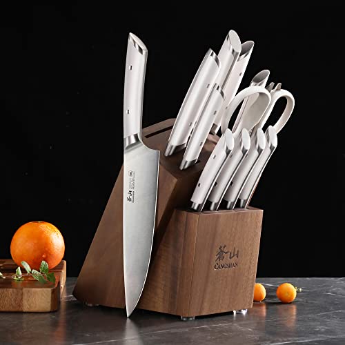 HELENA Series German Steel Forged Knife Block Set (12-Piece / White)