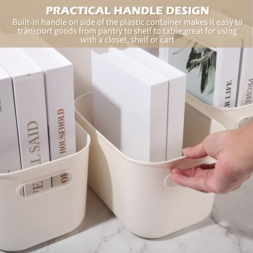 10 Pcs White Plastic Storage Bins 10 x 7 x 6 Inch (White / 7.3 x 10.2 x 6.4 Inch)