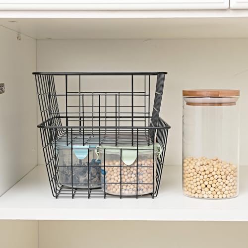 11" Upright Freezer Storage Baskets (Black / 11"-2Pack)