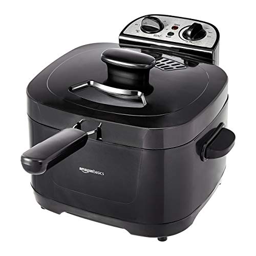 2.1-Qt (2.0L) Electric Deep Fryer with 8-Cup Oil Capacity, Adjustable Temperature Control, Timer, Easy Draining Removable Basket, Viewing Window, 1500W, Black (2.1-Qt, Black)
