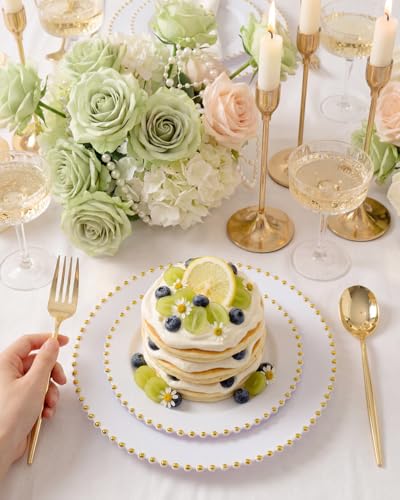 180Pcs White and Gold Dinnerware Set (White and Gold Plastic Dinnerware Set / 180PCS)