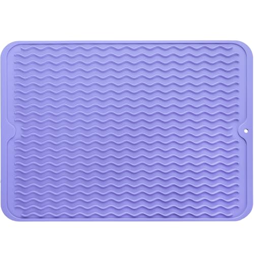 Silicone Dish Drying Mat (Light Purple / 16"L x 12"W)