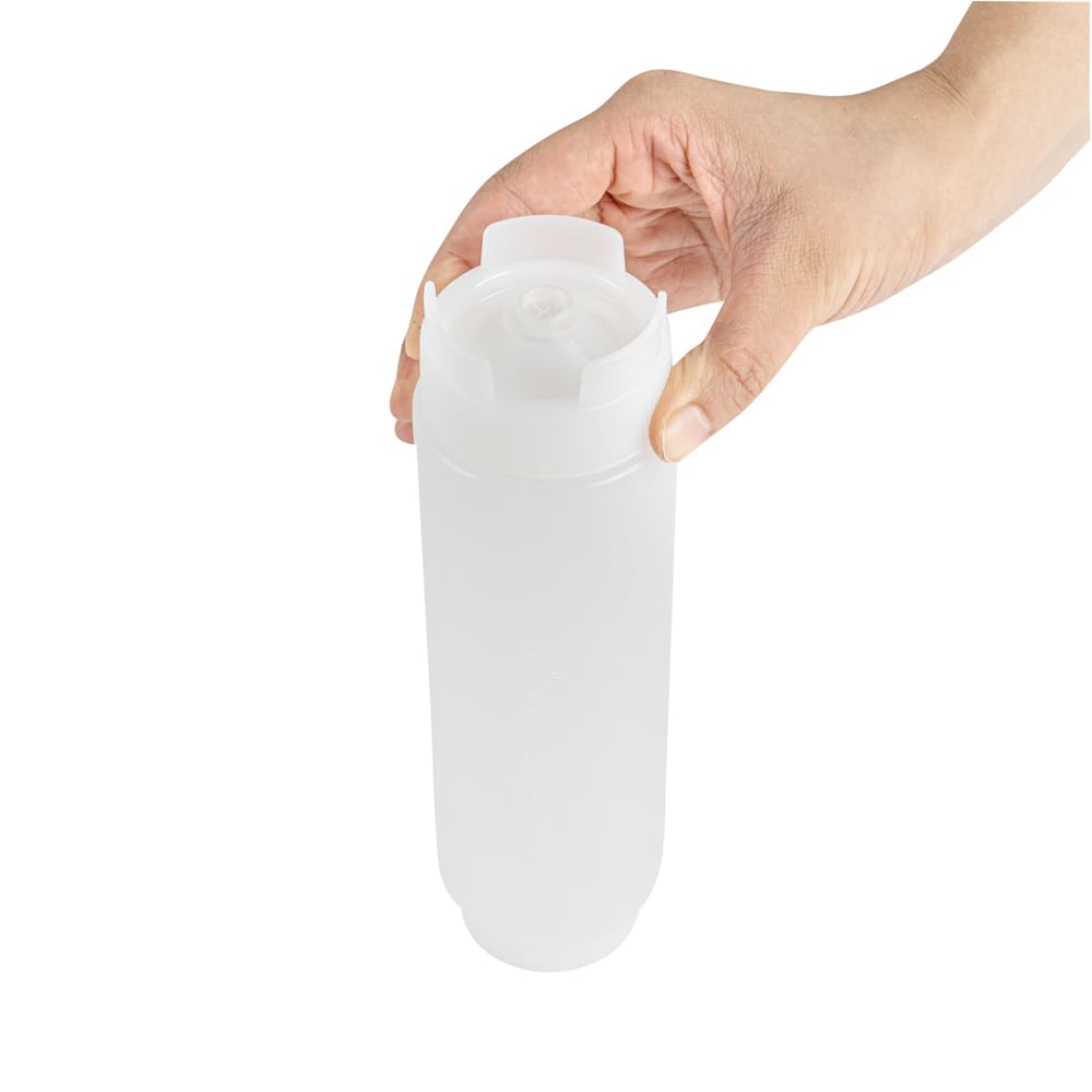 First In First Out 16 Ounce Condiment Squeeze Bottle 6 Refillable Lid FIFO Squeeze Bottle (6 Count)