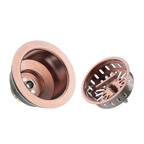 Copper Sink Drain 3.5 Inch Kitchen Sink Drain Assembly Stainless Steel Sink Strainer Sink Stopper Antique Copper Basket Strainer for 3