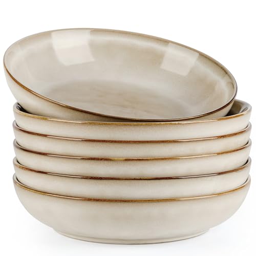 8.5’’ Ceramic Pasta Bowls Set of 6 (Set of 6 / Cappuccino)