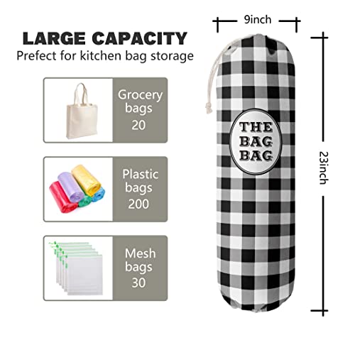 THE BAG BAG Plastic Bag Holder (Black White Plaid)