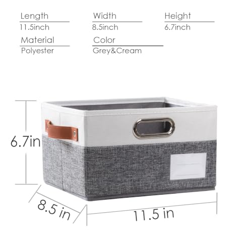 Foldable Storage Bins with Handles [3 (Grey & Cream / Medium(3-Pack))