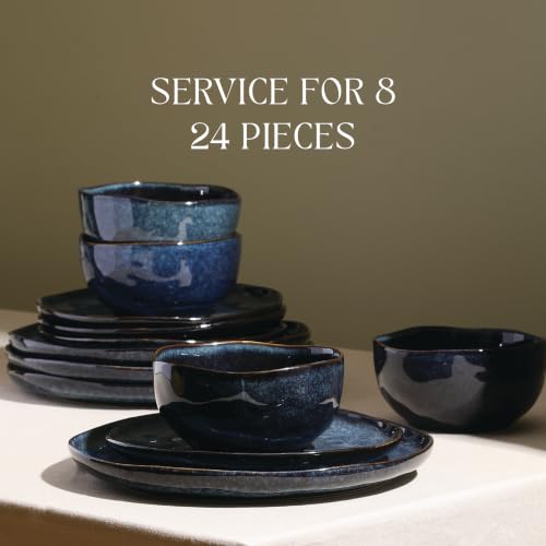 Mirella 24 Piece Stoneware Dinnerware Set (Blue / 24-Piece - Service for 8)