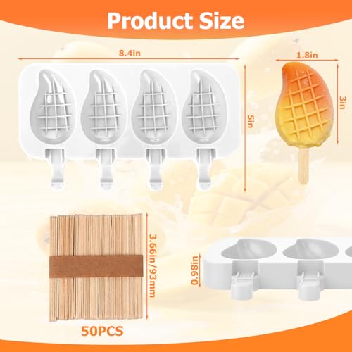 Mango Shape Silicone Popsicle Molds (4-Cavity 3D Mango)