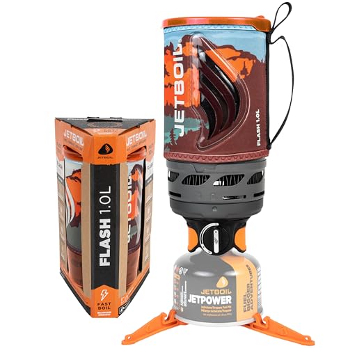 Flash 1.0L Portable Fast Boil Stove for Camping and Backpacking with 1 (Mountainscape / 1 Liter)