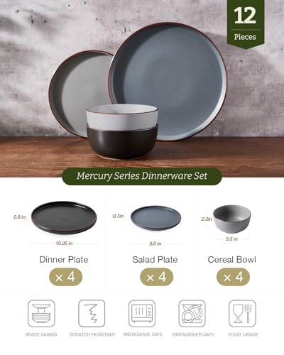 Mercury 12 Piece Stoneware Dinnerware Set (Multicolor / Service for 4 (Standard Dinner Set))
