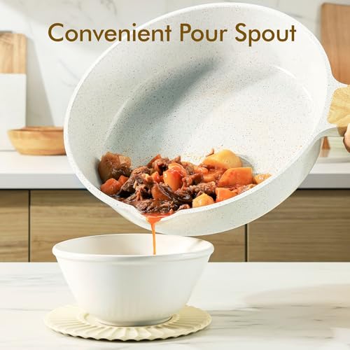 Nonstick Ceramic Saute Pan 10 Inch (Ceramic White / 10-inch/3.5QT)