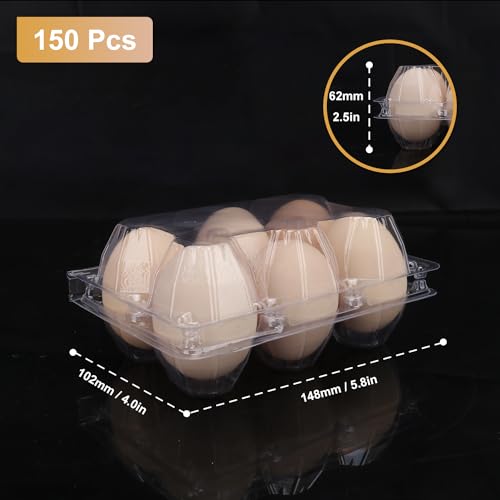 150 Pack Half Dozen Egg Cartons Bulk (6 Grids)