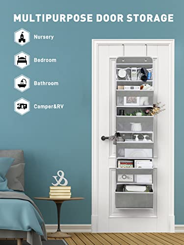 Over the Door Storage Organizer for Nursery Closet 6 Tier Grey (Grey / 6 Tier)