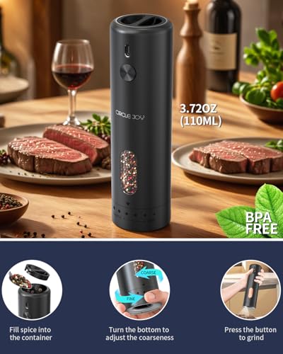 Electric Pepper Grinder Rechargeable (Black - Plus)