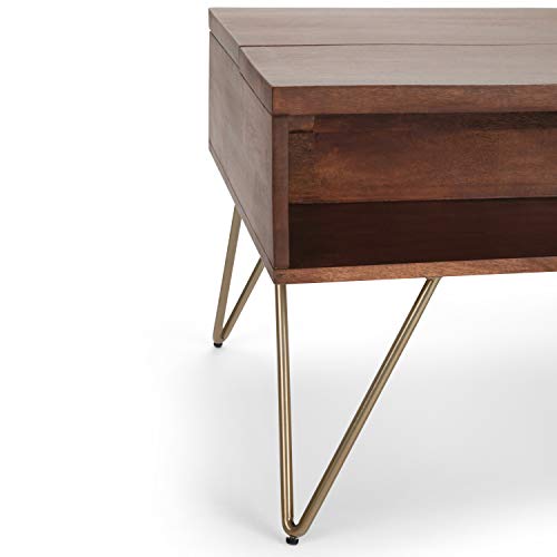 Hunter 48" Wide Solid Mango Wood Coffee Table in Umber Brown (Lift Top Coffee Table / 48 inch / Umber Brown)