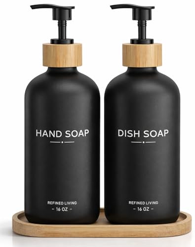 Hand and Dish Soap Dispenser Set (Hand Dish (Black))