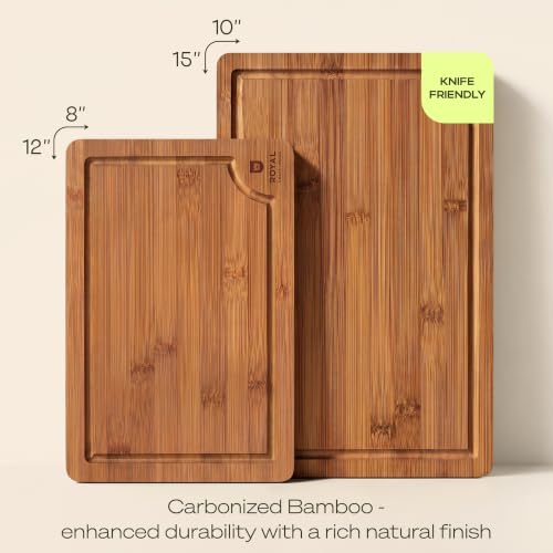 Wooden Cutting Boards for Kitchen Meal Prep & Serving (2-Piece / Brown)