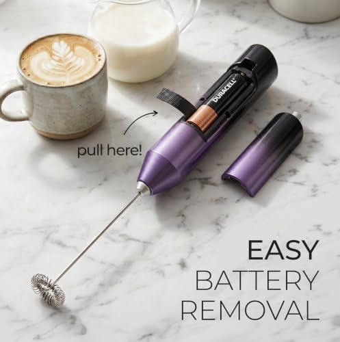 Powerful Milk Frother AA Batteries Included (Perfect Black / Compact Frother + Batteries)