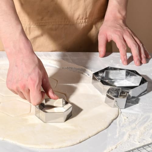 Regular Hexagon Cookie Cutter Set Large Stainless Steel Honeycomb Geometric Frame Plaque Cookie Cutters Shapes Molds 1 Inch Depth (Regular Hexagon)