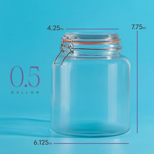 Half Gallon Glass Large Mason Jars with Airtight Lid (1/2 Gallon)