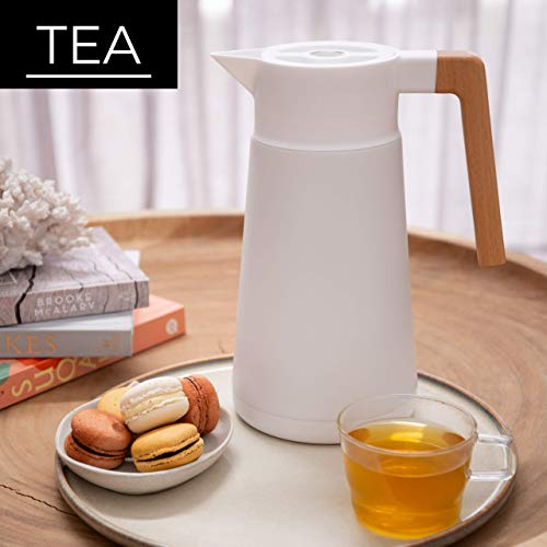 Thermal Coffee Carafe Brews Up to 68 Oz Insulated (White)