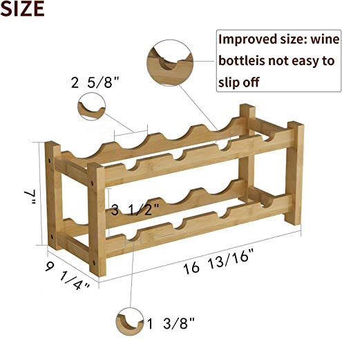 Wine Rack Freestanding 8 Bottle 2 Tier Bamboo Wine Racks Countertop Cabinet Wine Holder Wine Storage Shelf for Kitchen (2-tier-Natural)