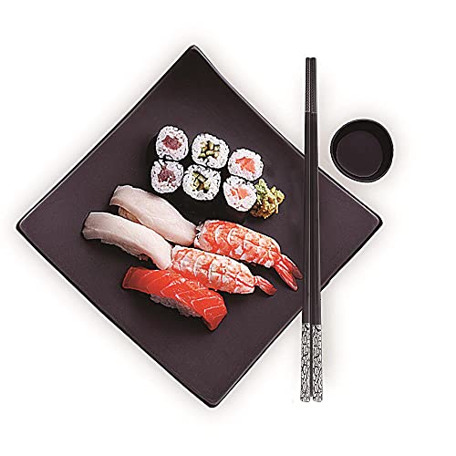 Metal Chopsticks Reusable Titanium Plated Stainless Steel Japanese Korean for Food & Cooking 9.5Inch Non