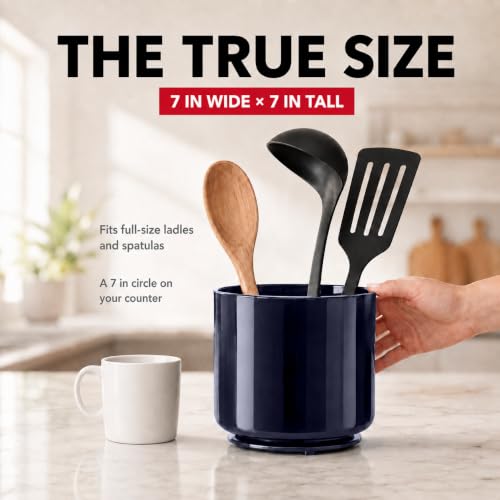 Plastic Large Rotating Navy Blue Kitchen Utensil Holder Countertop Caddy (Midnight Atlantic)