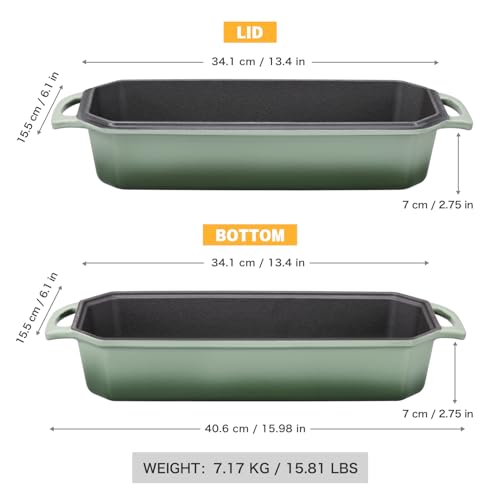 Bread Pan Cast Iron Loaf Pan with Lid Bread Loaf Pan 13x5 Inch Enameled Cast Iron Sourdough Bread Pan