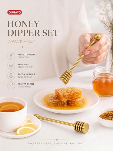 Honey Dipper 6.3 in Stainless Steel Server Stick (Gold)