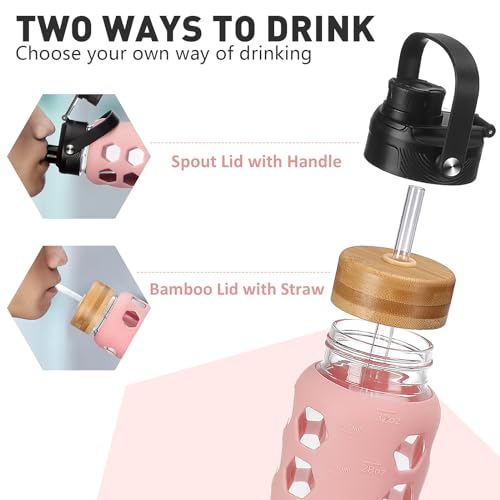 Glass Water Bottle (Pink / 24 Ounces)