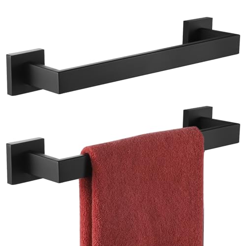 12 Inch Single Towel Bar (Matte Black / 12-Inch (2 Pack))
