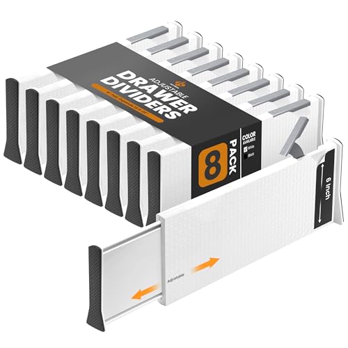 White Expandable Drawer Dividers (6" Tall, 13"-22" Long)