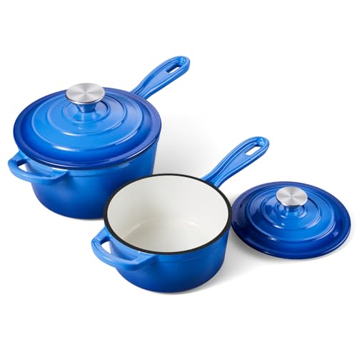1QT & 2QT Saucepan Set with Lid (Deep Blue / 1+2 Quarts)