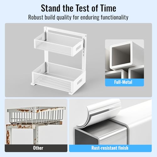 Full Metal Under Sink Organizer (White / L-2PC)