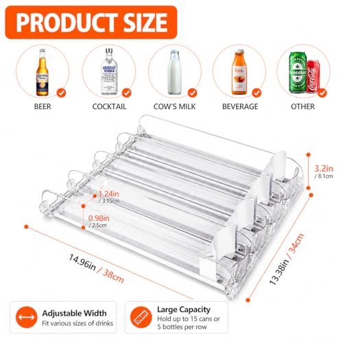 Stackable Soda Can Organizer for Refrigerator (5 Row)