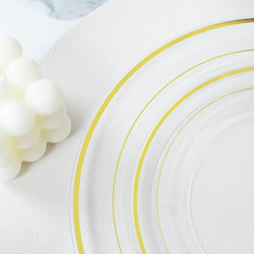 60 Pcs Clear Gold Plastic Plates (60 Pieces / Clear Gold)