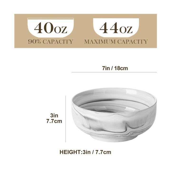 Salad Soup Bowls Set of 2 (Marble Grey / 44 OZ (Set of 2))