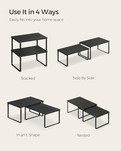 Cabinet Organizer Shelf (Ink Black + Ebony Black / 2*S (5.4"H) + 2*S (6.2"H))