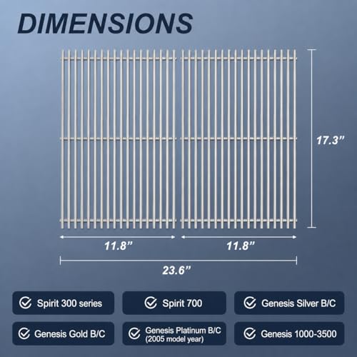 7639 Grill Grates for Weber Spirit 300 & GS4 Spirit II 300 (17.5" x 23.8" -7639 Spirit 300)
