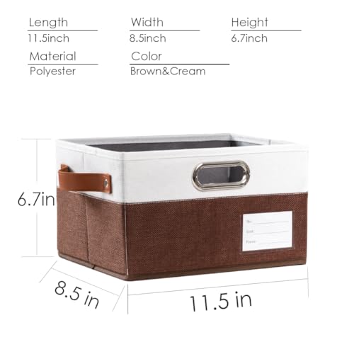 Foldable Storage Bins with Handles [3 (Brown & Cream / Medium(3-Pack))