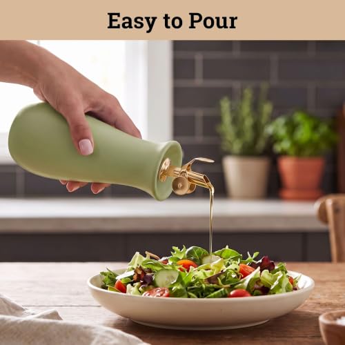 Ceramic Olive Oil Dispenser with Self (Olive)