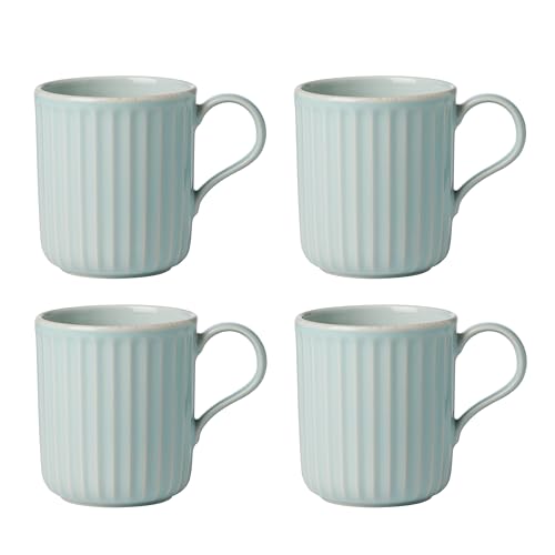French Perle Scallop Ice Blue Mug Set (Mugs, Set of 4 / Ice Blue)