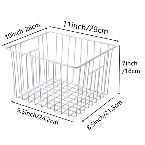 Fridge Freezer Baskets (White-2pack / 11''L X 10''W X 7''H)