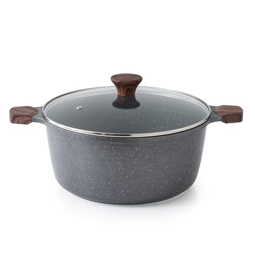 Nonstick Stock Pot with Lid (7 Quarts / Gray)
