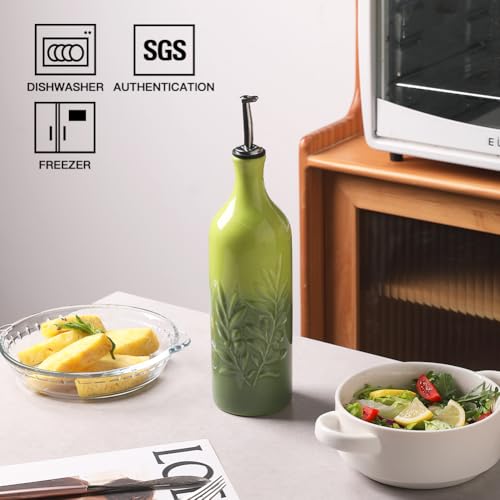 Sweejar Large Ceramic Olive Oil Dispenser Bottle (Gradient Green / 24 oz, Set of 1)